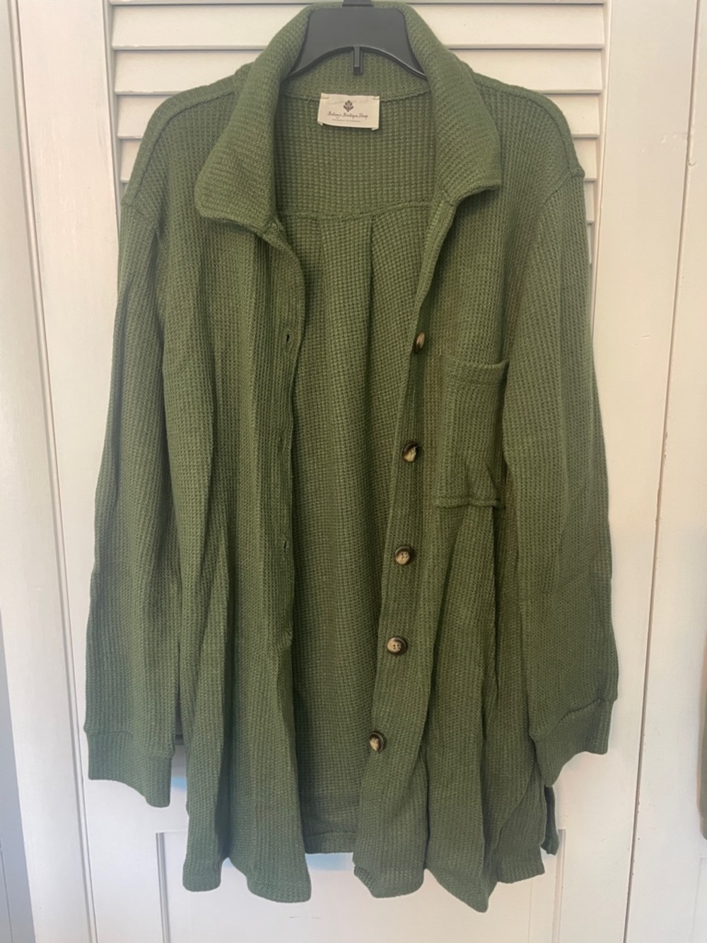Relaxed Olive Button-Front Women's Knit Cardigan
